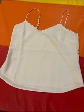 J. Crew White Scallop-Edge Spaghetti Strap Camisole